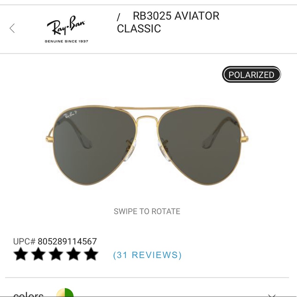 RayBan Classic Aviators polarized & brand new!